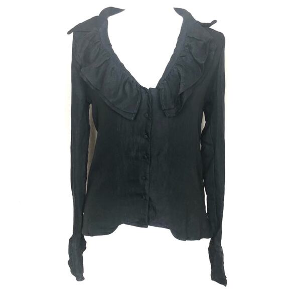 Line + Dot Bobby Ruffle Collar Top - Picture 3 of 8